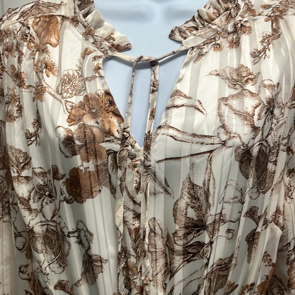 Umgee Lurex Fabric Floral Print Midi Dress Large - Picture 5 of 6